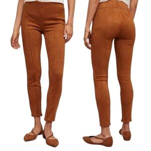 Anthropologie Legging Pants 30 Cedar Tan Faux Suede High-Rise Zip Bottom Stretch